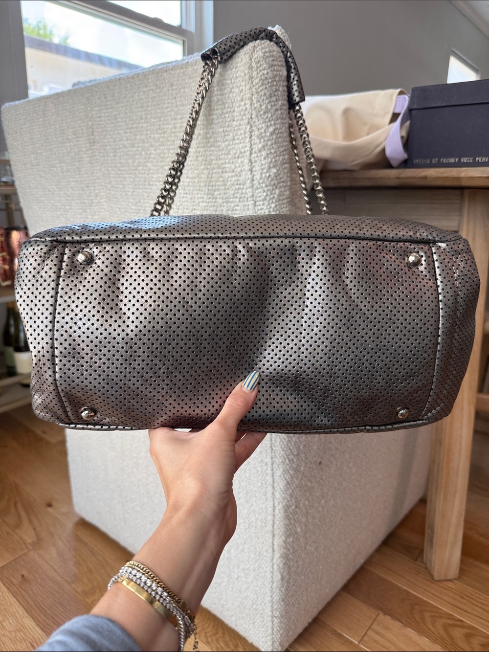 Vintage Chanel Perforated Leather Tote Bag - Picture 5 of 10